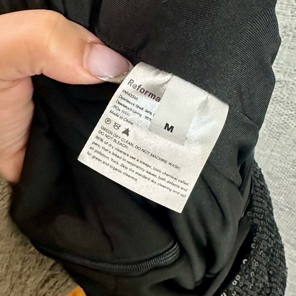 NWT Reformation black sequin wide leg Prince jumpsuit size M - Picture 9 of 10